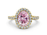 Yellow gold Fancy Pink Oval  Halo Diamond Engagement Ring with Pavé Band and Four-Prong Setting_105