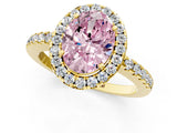 Yellow gold Fancy Pink Oval  Halo Diamond Engagement Ring with Pavé Band and Four-Prong Setting_106