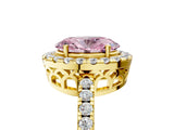 Yellow gold Fancy Pink Oval  Halo Diamond Engagement Ring with Pavé Band and Four-Prong Setting_110