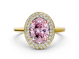 Yellow gold Fancy Pink Oval  Halo Diamond Engagement Ring with Solitaire Band and Four-Prong Setting_20