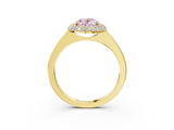 Yellow gold Fancy Pink Oval  Halo Diamond Engagement Ring with Solitaire Band and Four-Prong Setting_23