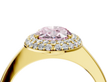 Yellow gold Fancy Pink Oval  Halo Diamond Engagement Ring with Solitaire Band and Four-Prong Setting_24
