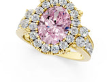 Yellow gold Fancy Pink Oval  Halo Diamond Engagement Ring with Split Shank and Four-Prong Setting 1
