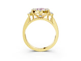 Yellow gold Fancy Pink Oval  Halo Diamond Engagement Ring with Split Shank and Four-Prong Setting 3