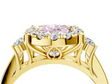 Yellow gold Fancy Pink Oval  Halo Diamond Engagement Ring with Split Shank and Four-Prong Setting 4