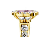 Yellow gold Fancy Pink Oval  Halo Diamond Engagement Ring with Split Shank and Four-Prong Setting 5