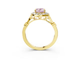 Yellow gold Fancy Pink Oval  Halo Diamond Engagement Ring with Twisted Band and Four-Prong Setting 3