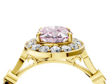 Yellow gold Fancy Pink Oval  Halo Diamond Engagement Ring with Twisted Band and Four-Prong Setting 4