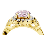 Yellow gold Fancy Pink Oval  Halo Diamond Engagement Ring with Vintage-Inspired Band and Four-Prong Setting_7