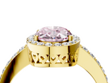 Yellow gold Fancy Pink Oval  Halo Diamond Pavé Band Ring with Prong Setting_24