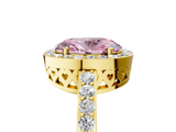 Yellow gold Fancy Pink Oval  Halo Diamond Pavé Band Ring with Prong Setting_25