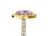 Yellow gold Fancy Pink Oval  Halo Diamond Pavé Solitaire Ring_26