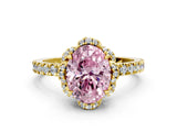 Yellow gold Fancy Pink Oval  Halo Diamond Pave Band Ring with Four-Prong Setting_15