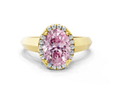 Yellow gold Fancy Pink Oval  Halo Diamond Ring with Cathedral Band and Four-Prong Setting_49