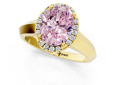 Yellow gold Fancy Pink Oval  Halo Diamond Ring with Cathedral Band and Four-Prong Setting_50
