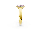 Yellow gold Fancy Pink Oval  Halo Diamond Ring with Cathedral Band and Four-Prong Setting_51