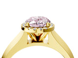 Yellow gold Fancy Pink Oval  Halo Diamond Ring with Cathedral Band and Four-Prong Setting_53