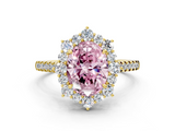Yellow gold Fancy Pink Oval  Halo Diamond Ring with Pavé Band and Prong Setting_37