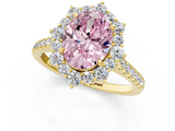 Yellow gold Fancy Pink Oval  Halo Diamond Ring with Pavé Band and Prong Setting_38