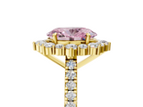 Yellow gold Fancy Pink Oval  Halo Diamond Ring with Pavé Band and Prong Setting_42