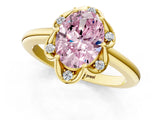 Yellow gold Fancy Pink Oval  Halo Diamond Ring with Round Cluster Setting, Solitaire Band, and Four-Prong Setting_50