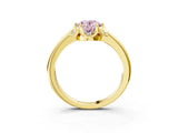 Yellow gold Fancy Pink Oval  Halo Diamond Ring with Round Cluster Setting, Solitaire Band, and Four-Prong Setting_52