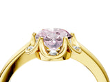 Yellow gold Fancy Pink Oval  Halo Diamond Ring with Round Cluster Setting, Solitaire Band, and Four-Prong Setting_53