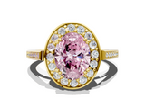 Yellow gold Fancy Pink Oval  Halo Diamond Ring with Split Shank and Four-Prong Setting_61
