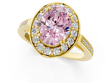 Yellow gold Fancy Pink Oval  Halo Diamond Ring with Split Shank and Four-Prong Setting_62