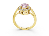 Yellow gold Fancy Pink Oval  Halo Diamond Ring with Split Shank and Four-Prong Setting_64