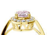 Yellow gold Fancy Pink Oval  Halo Diamond Ring with Split Shank and Four-Prong Setting_65