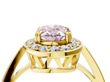 Yellow gold Fancy Pink Oval  Halo Diamond Ring with Split Shank and Four-Prong Setting_66