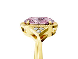 Yellow gold Fancy Pink Oval  Halo Diamond Ring with Tapered Band and Four-Prong Setting_12