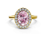 Yellow gold Fancy Pink Oval  Halo Diamond Solitaire with Pavé Band and Four-Prong Setting_71