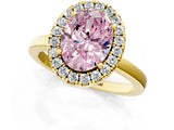 Yellow gold Fancy Pink Oval  Halo Diamond Solitaire with Pavé Band and Four-Prong Setting_72