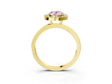 Yellow gold Fancy Pink Oval  Halo Diamond Solitaire with Pavé Band and Four-Prong Setting_74