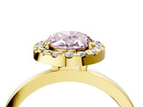 Yellow gold Fancy Pink Oval  Halo Diamond Solitaire with Pavé Band and Four-Prong Setting_75