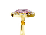 Yellow gold Fancy Pink Oval  Halo Diamond Solitaire with Pavé Band and Four-Prong Setting_76