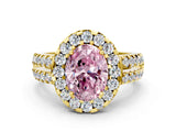Yellow gold Fancy Pink Oval  Halo Diamond Split Shank Engagement Ring with Prong Setting_39