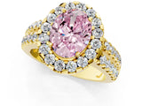 Yellow gold Fancy Pink Oval  Halo Diamond Split Shank Engagement Ring with Prong Setting_40