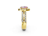 Yellow gold Fancy Pink Oval  Halo Diamond Split Shank Engagement Ring with Prong Setting_41