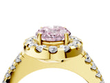 Yellow gold Fancy Pink Oval  Halo Diamond Split Shank Engagement Ring with Prong Setting_43