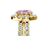 Yellow gold Fancy Pink Oval  Halo Diamond Split Shank Engagement Ring with Prong Setting_44