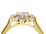 Yellow gold Fancy Pink Oval  Halo Milgrain Pave Diamond Ring with Four-Prong Setting 5