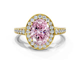 Yellow gold Fancy Pink Oval  Halo Pavé Diamond Engagement Ring with Bezel Setting_37