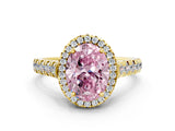 Yellow gold Fancy Pink Oval  Halo Pavé Diamond Engagement Ring with Four-Prong Setting_26