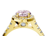 Yellow gold Fancy Pink Oval  Halo Pavé Diamond Engagement Ring with Four-Prong Setting_30
