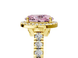Yellow gold Fancy Pink Oval  Halo Pavé Diamond Engagement Ring with Four-Prong Setting_31