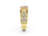 Yellow gold Fancy Pink Oval  Halo Pave Diamond Engagement Ring with Milgrain Detailing_51