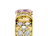 Yellow gold Fancy Pink Oval  Halo Pave Diamond Engagement Ring with Milgrain Detailing_54